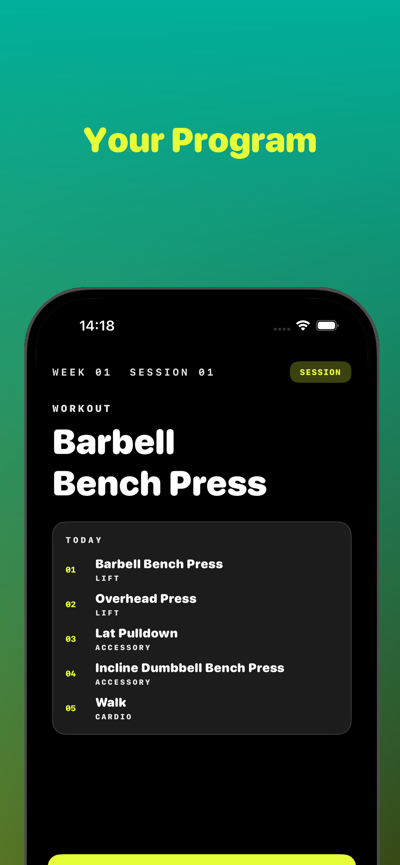 Today's session in Home Gym Buddy