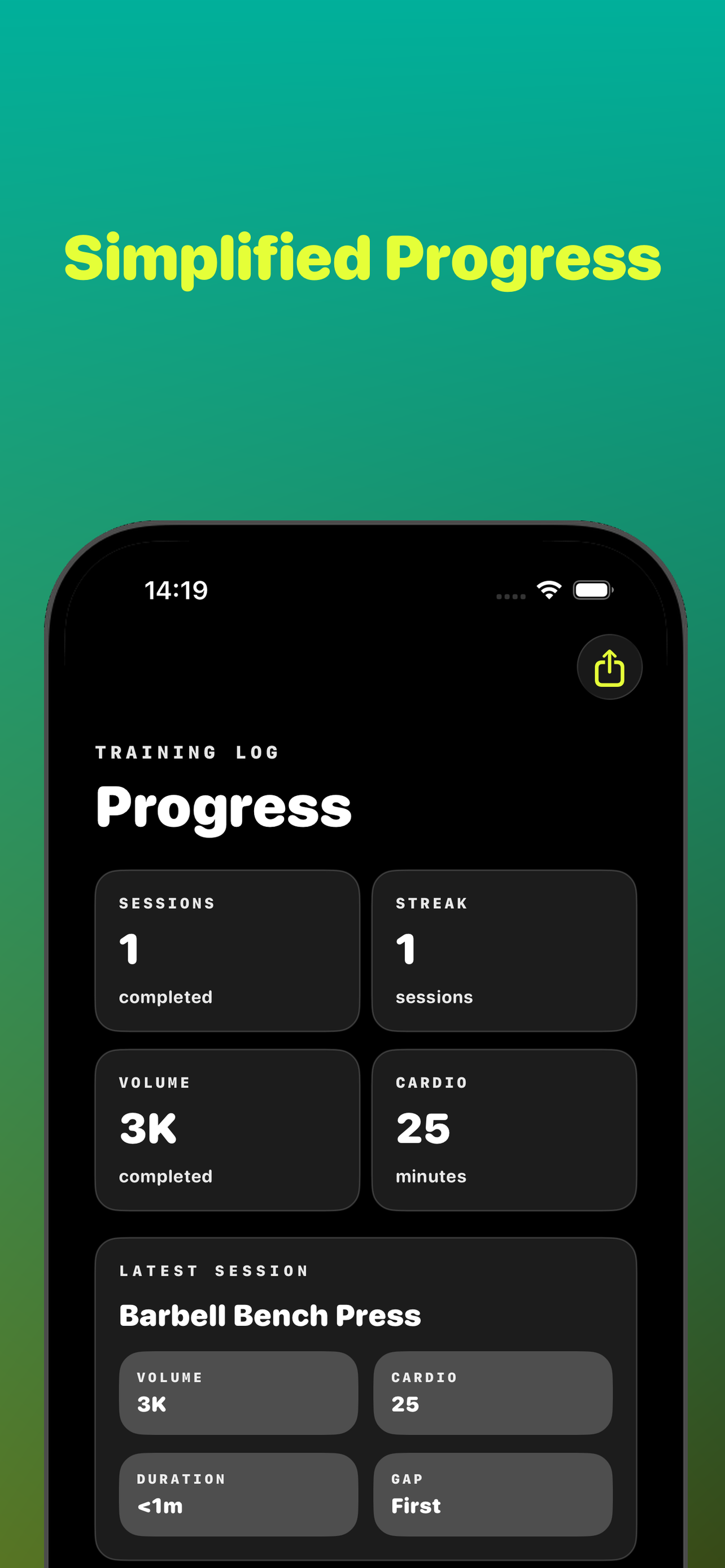 Training log and progress