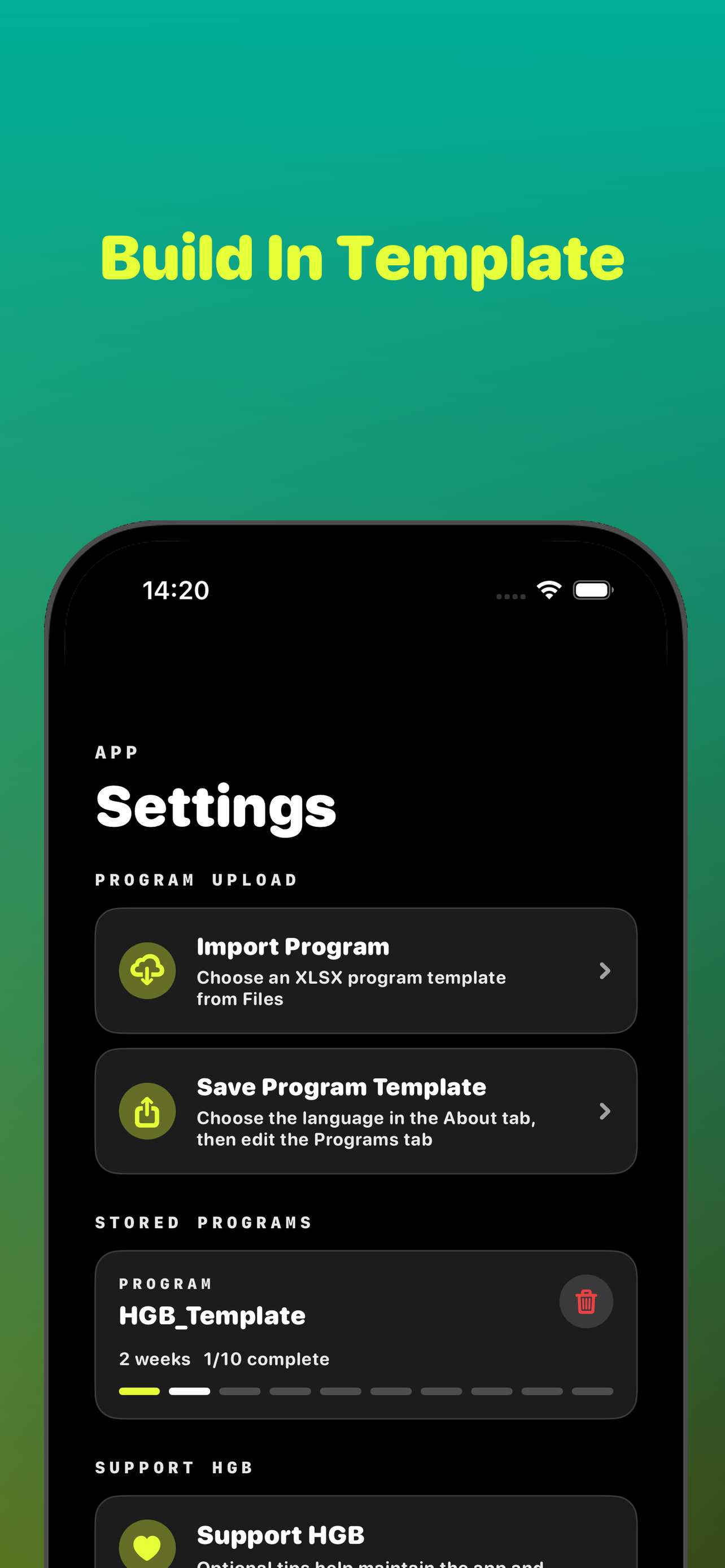 Import your spreadsheet program into Home Gym Buddy