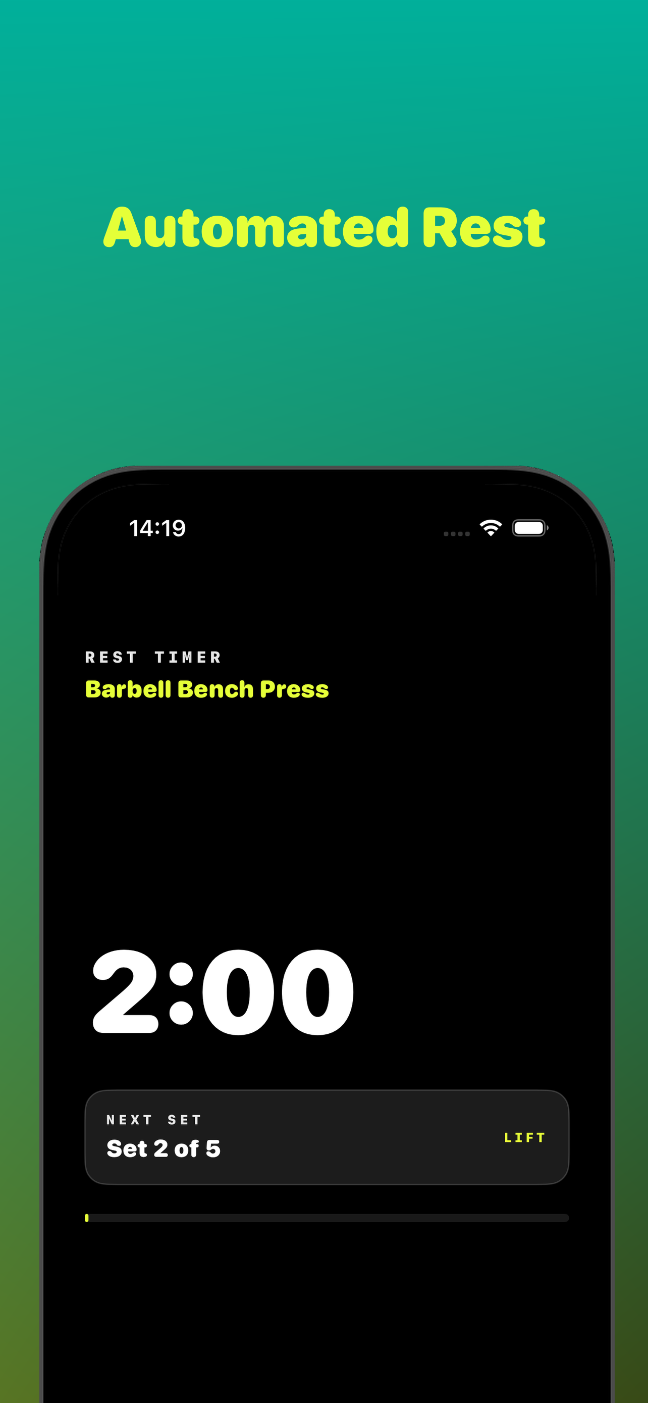 Rest timer counting down between sets