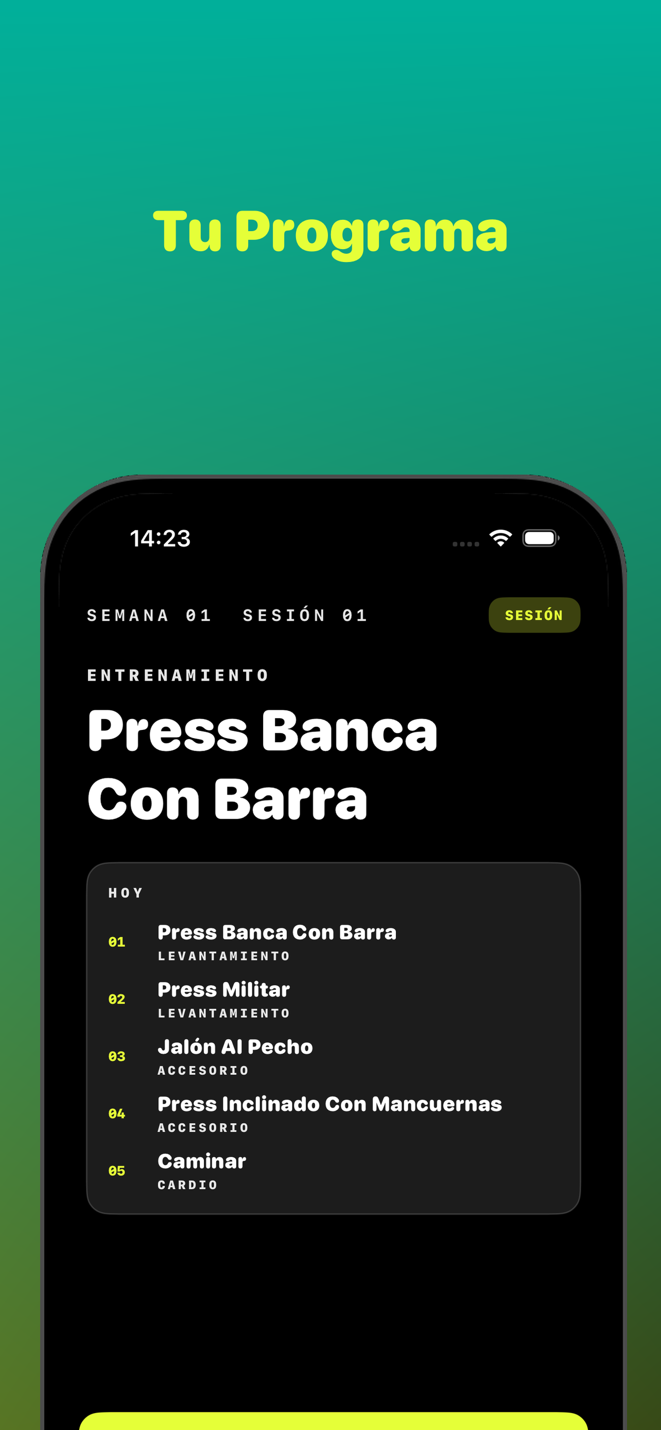Sesión de hoy en Home Gym Buddy
