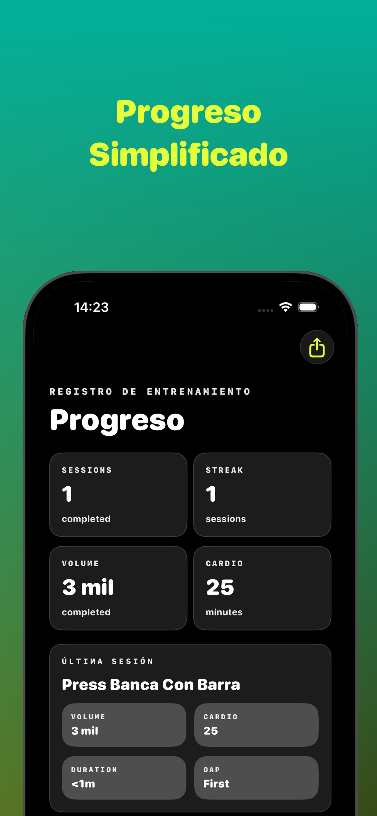 Registro de entrenamiento y progreso