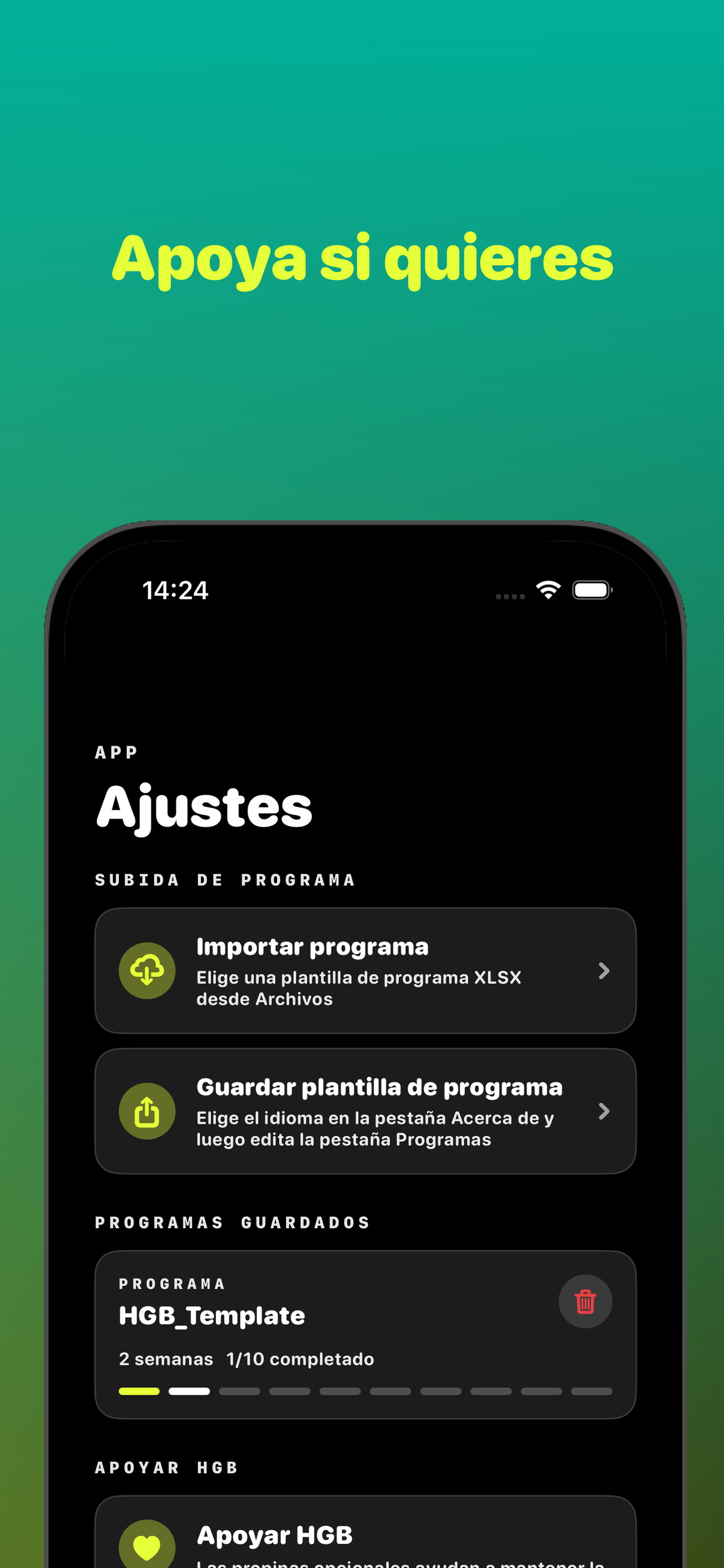 Apoya a Home Gym Buddy desde la app