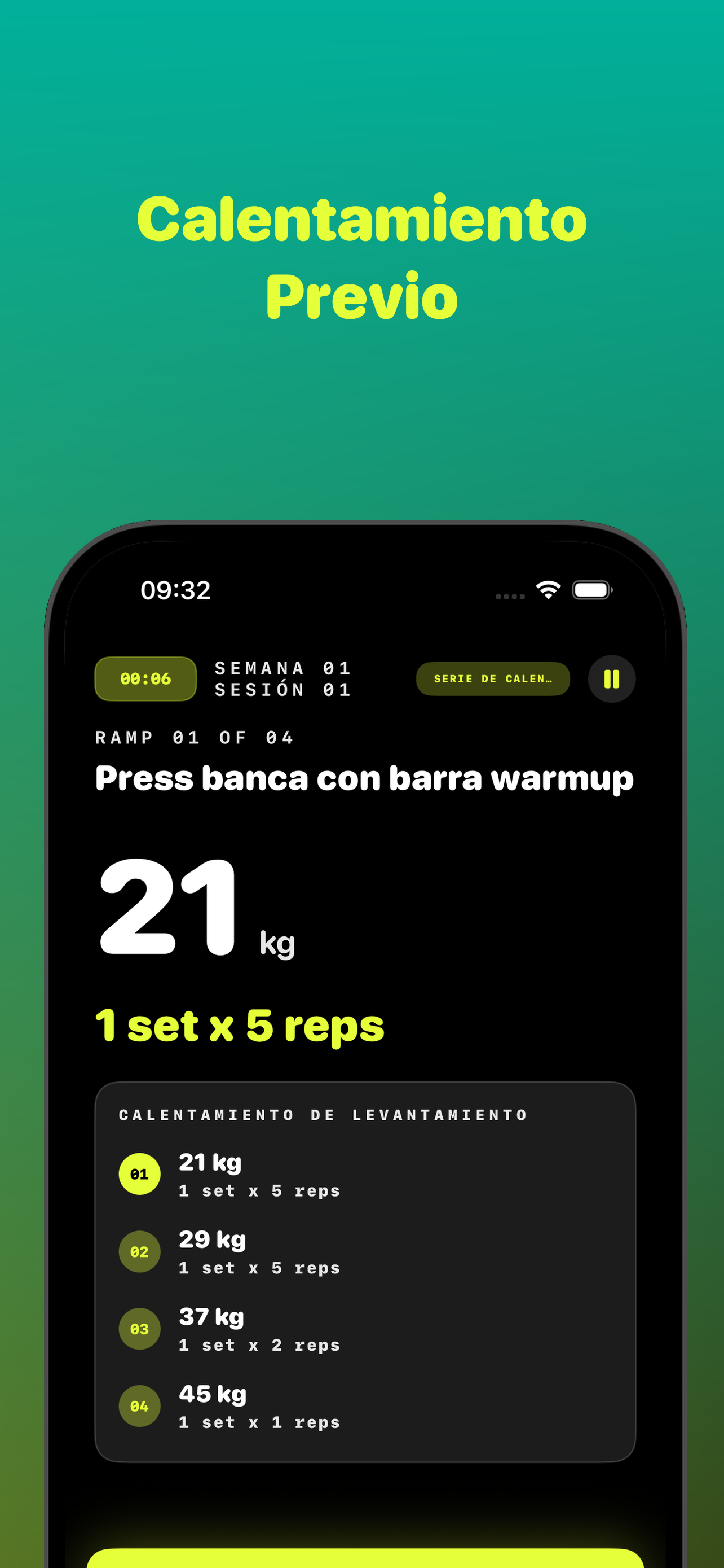 Rampas de calentamiento previas al lift
