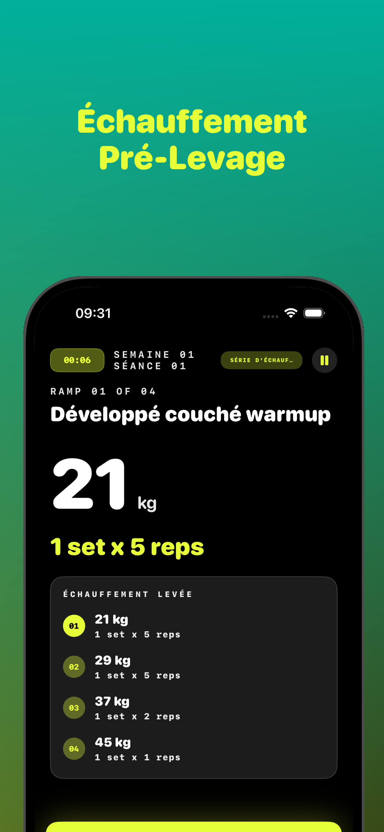 Montées d'échauffement avant les lifts