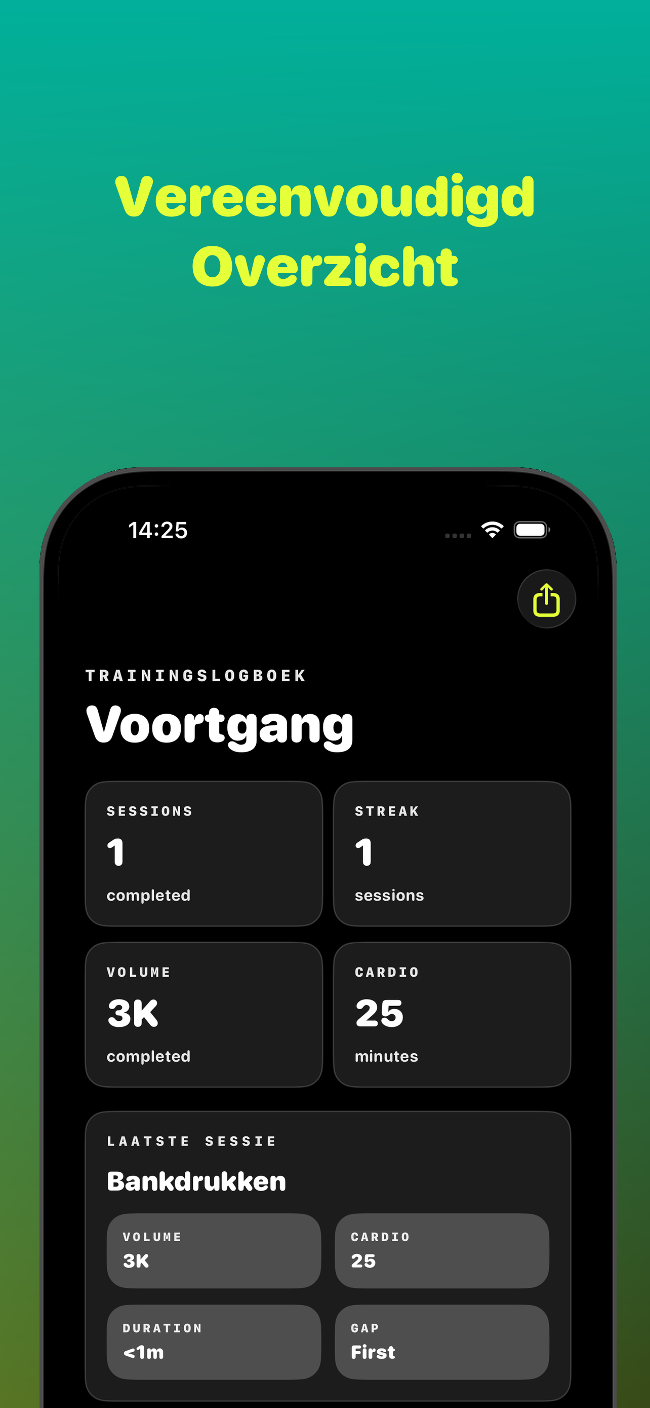 Trainingslogboek en voortgang