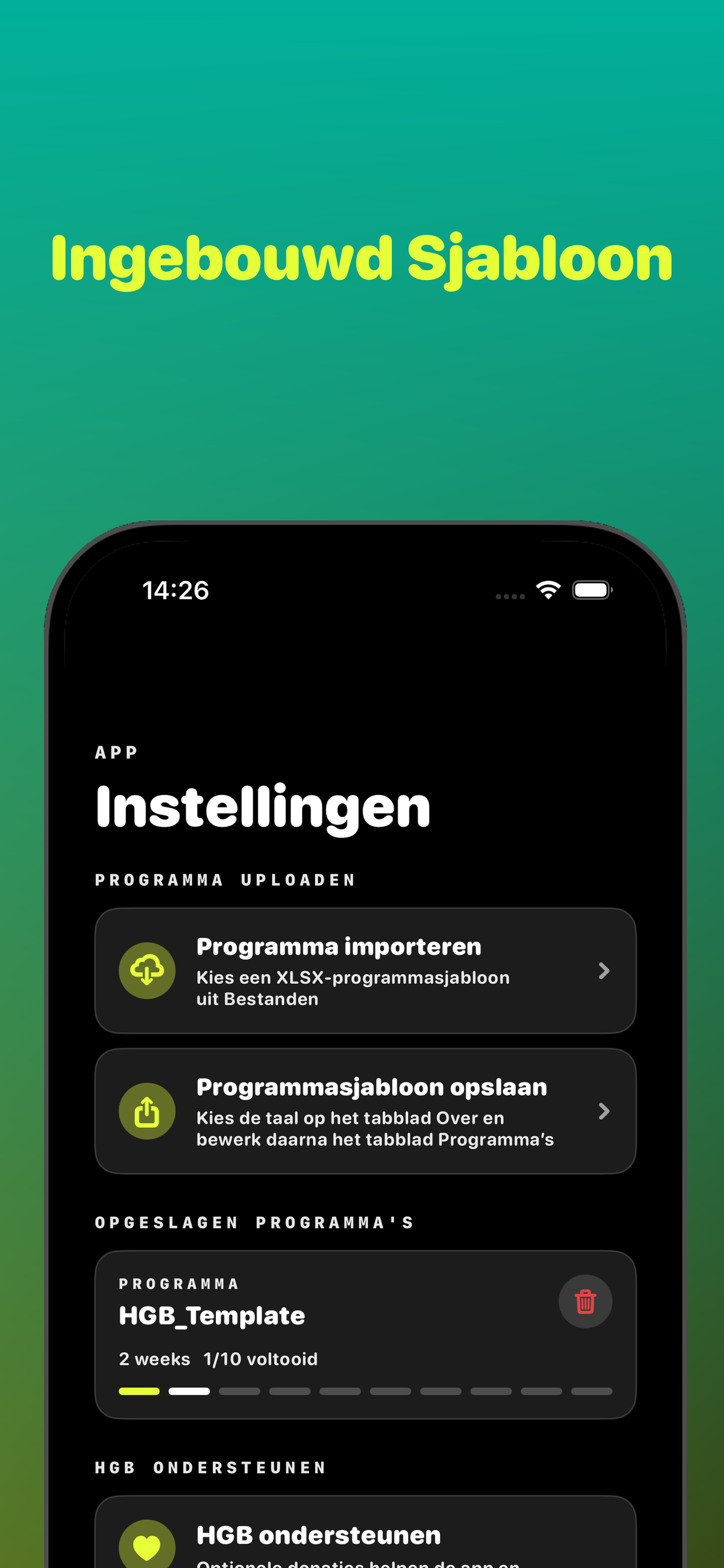 Importeer je spreadsheetprogramma in Home Gym Buddy