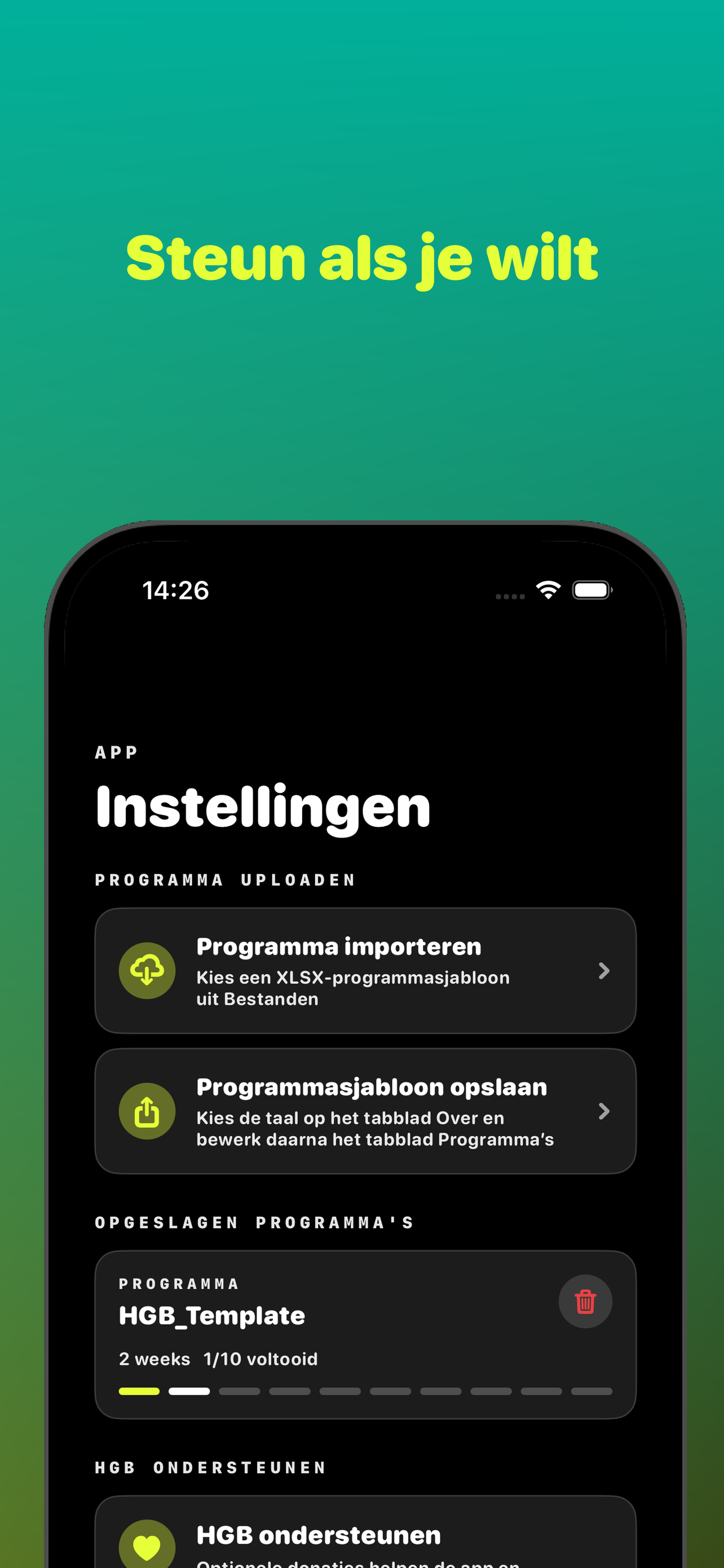 Steun Home Gym Buddy vanuit de app